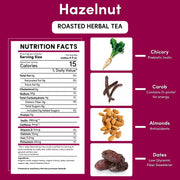 Teeccino Hazelnut Roasted Herbal Tea Herbal Tea Brown 25 tea bags,10 tea bags,50 tagless tea bags