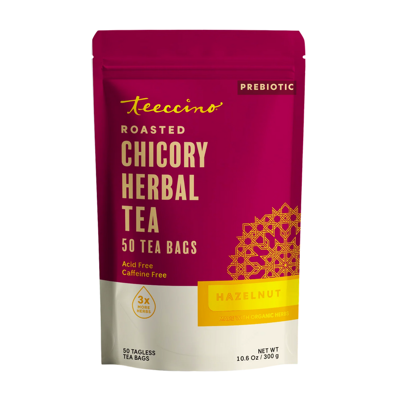 Teeccino Hazelnut Roasted Herbal Tea Herbal Tea Brown 50 tagless tea bags