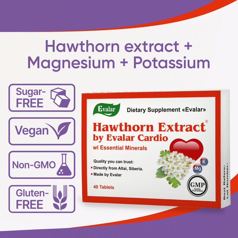 SiberianGreen.com Hawthorn Extract with Essential Minerals by Evalar 40 Tabs Herbs
