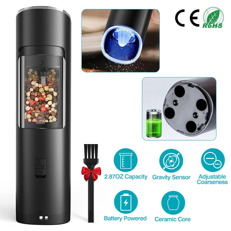 SmartPursue™ Electric Salt & Pepper Grinder – Gravity Sensor with LED Electric Salt Grinder