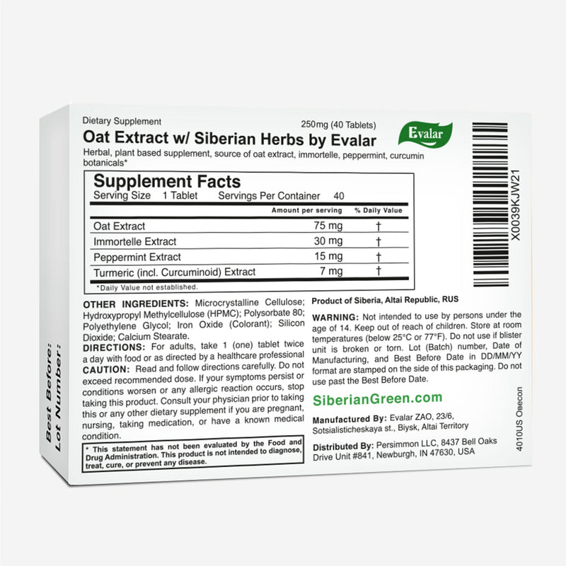 SiberianGreen.com Oat Extract with Herbs by Evalar Ovesol 40 Tabs Herbs