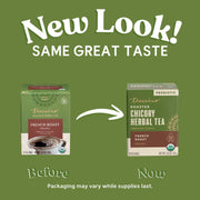Teeccino French Roast Roasted Herbal Tea Herbal Tea Dark Olive Green 25 tea bags,10 tea bags,50 tagless tea bags