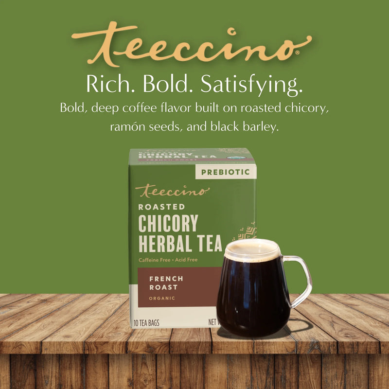 Teeccino French Roast Roasted Herbal Tea Herbal Tea Olive Drab 25 tea bags,10 tea bags,50 tagless tea bags