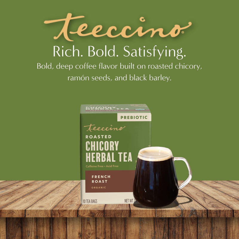 Teeccino French Roast Roasted Herbal Tea Herbal Tea Olive Drab 25 tea bags,10 tea bags,50 tagless tea bags