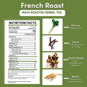 Teeccino French Roast Roasted Herbal Tea Herbal Tea White Smoke 25 tea bags,10 tea bags,50 tagless tea bags