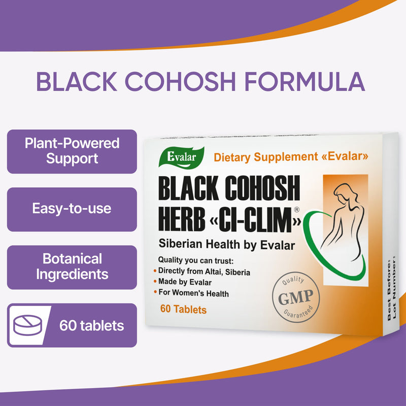 SiberianGreen.com Black Cohosh Herbal Extract by Evalar Ci-Klim 60 Tabs Herbs