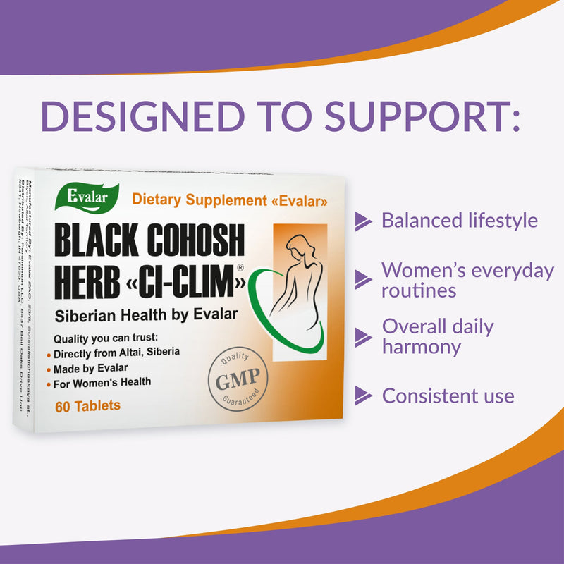 SiberianGreen.com Black Cohosh Herbal Extract by Evalar Ci-Klim 60 Tabs Herbs