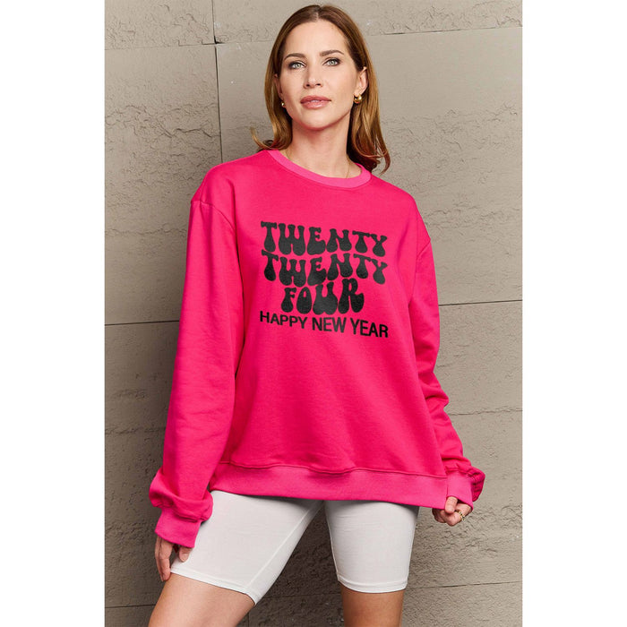 Simply Love TWENTY TWENTY FOUR HAPPY NEW YEAR Dropped Shoulder Sweatshirt