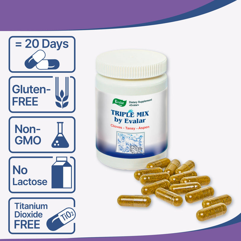 SiberianGreen.com Cloves, Tansy & Aspen Herbal Mix – Evalar 40 Capsules Herbs