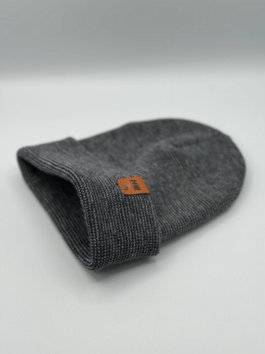 HW6118 HAAKWEAR Traditional Fusion Cuffed Beanie - Gray/Blue, Made in USA