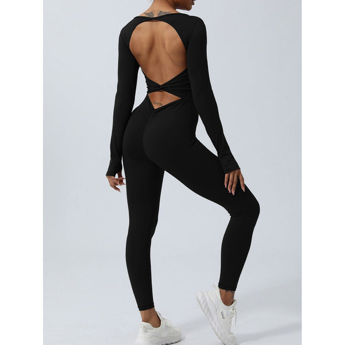 Twisted Backless Long Sleeve Jumpsuit