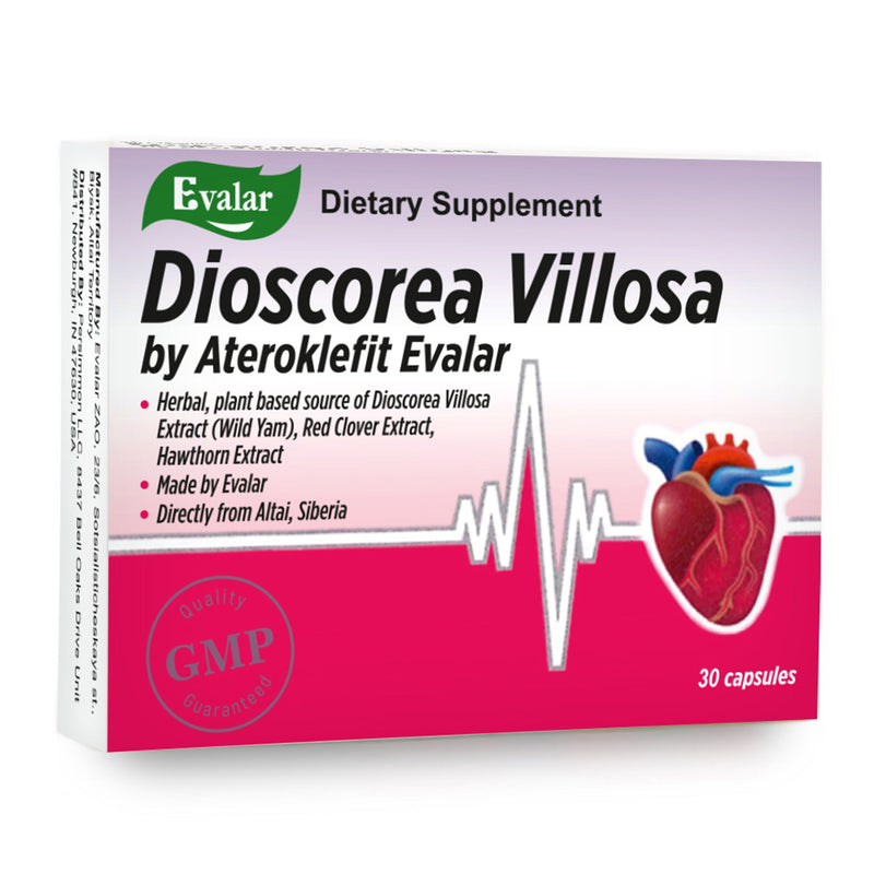 SiberianGreen.com Dioscorea Villosa Wild Yam Red Clover by Evalar Ateroklefit Herb 30 Caps Herbs