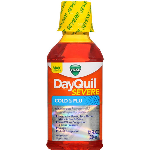 Vicks Vicks DayQuil Max Strength Severe Cold & Flu 12 Fl Oz Health & Beauty White Smoke