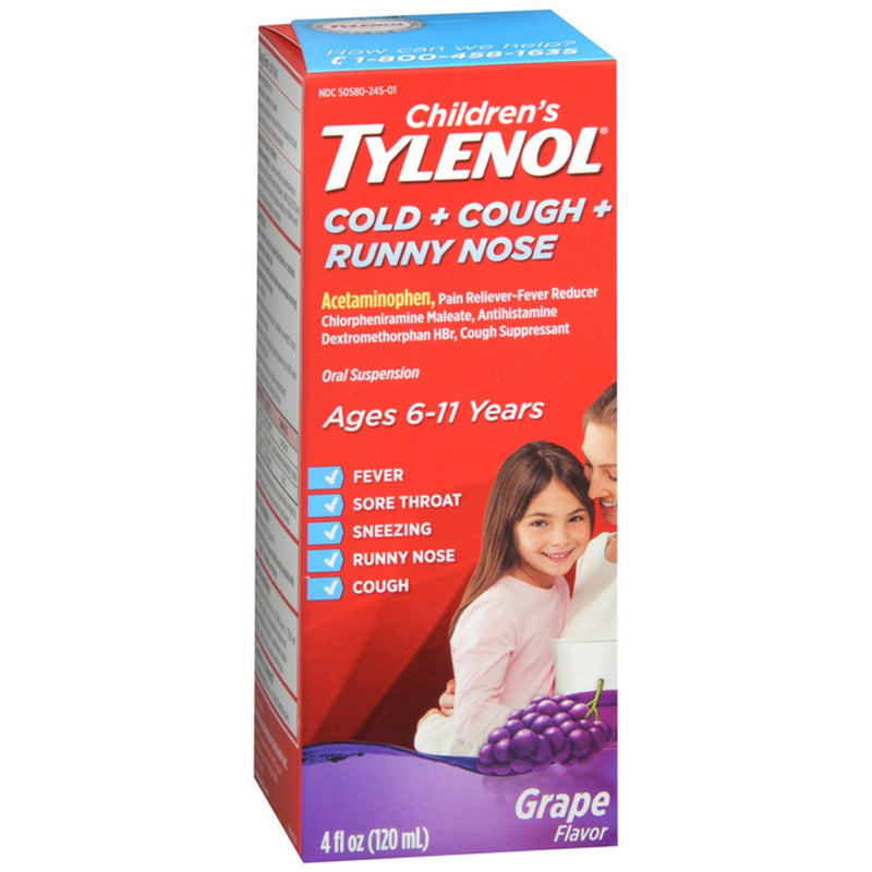 Children's Tylenol Children's Tylenol Cold + Cough + Runny Nose, Grape Flavor 4 Fl Oz Health & Beauty