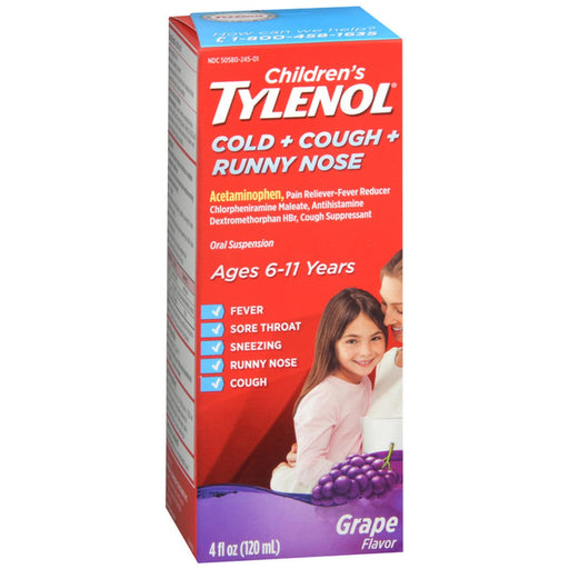 Children's Tylenol Children's Tylenol Cold + Cough + Runny Nose, Grape Flavor 4 Fl Oz Health & Beauty