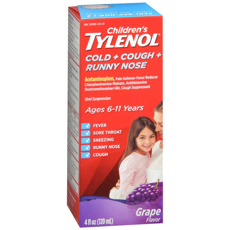 Children's Tylenol Children's Tylenol Cold + Cough + Runny Nose, Grape Flavor 4 Fl Oz Health & Beauty