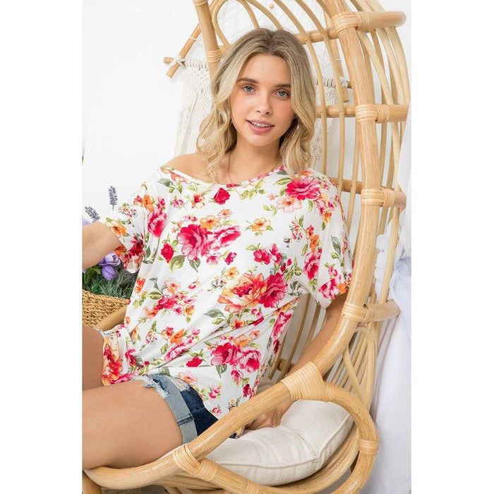 Plus Floral One Shoulder Top