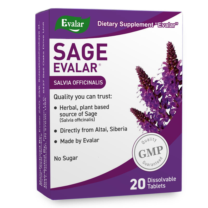 SiberianGreen.com Sage Salvia officinalis Herb by Evalar Dissolvable 20 Tabs Herbs