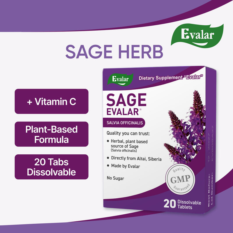 SiberianGreen.com Sage Salvia officinalis Herb by Evalar Dissolvable 20 Tabs Herbs