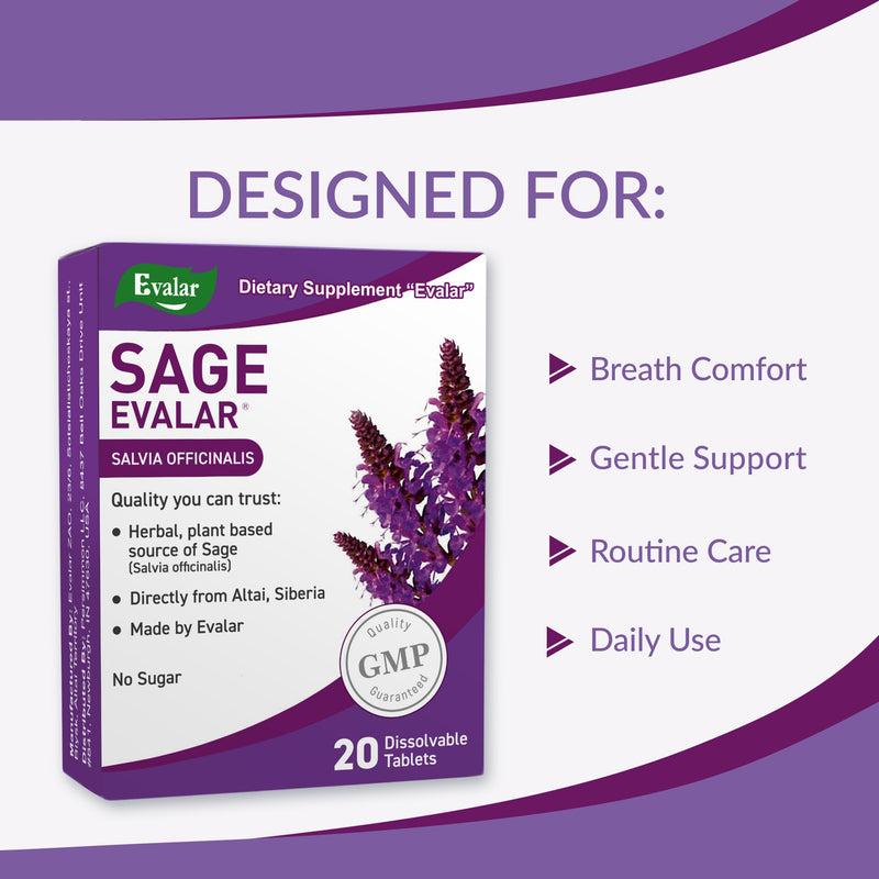 SiberianGreen.com Sage Salvia officinalis Herb by Evalar Dissolvable 20 Tabs Herbs