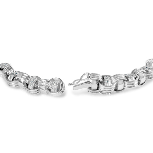 Bids.com 14K White Gold 1/2 Cttw Diamond Knotted Byzantine Link Bracelet (H-I Color, I2-I3 Clarity) - 7" Inches Bracelets