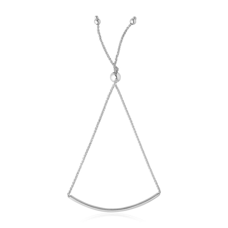 Bids.com 14k White Gold Smooth Curved Bar Lariat Design Bracelet Bracelets