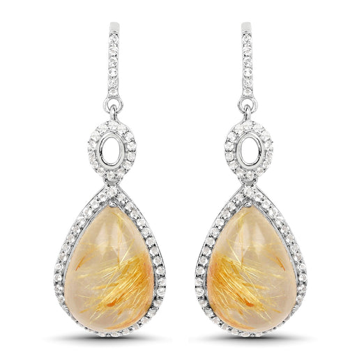 Bids.com 10.04 Carat Genuine Golden Rutile And White Topaz .925 Sterling Silver Earrings Earrings