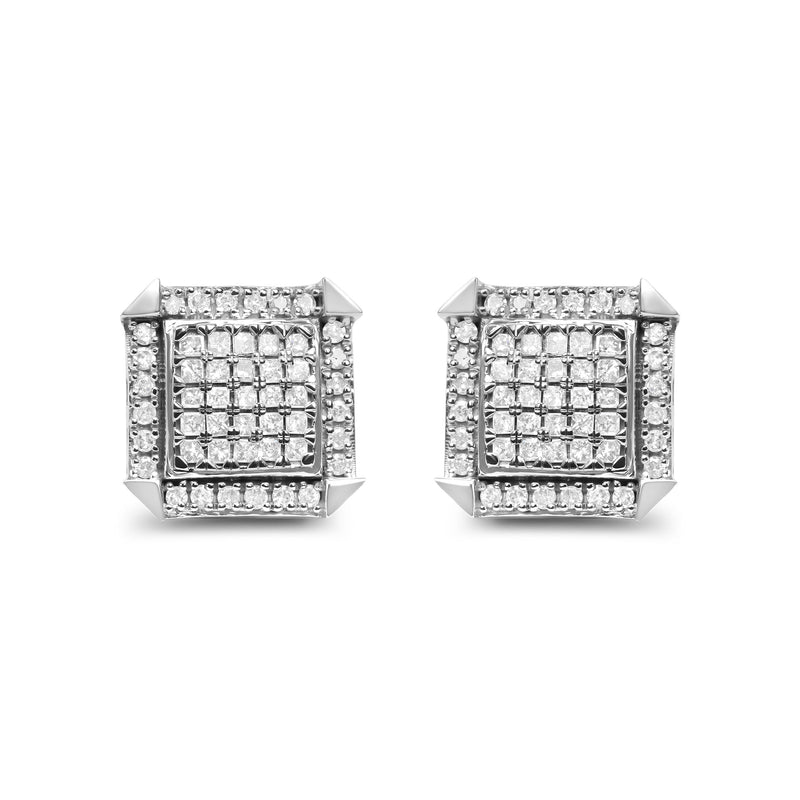 Bids.com 10K White Gold 1.0 Cttw Diamond  Composite with Halo Stud Earrings (H-I Color, I1-I2 Clarity) Earrings