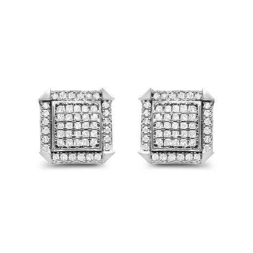 Bids.com 10K White Gold 1.0 Cttw Diamond  Composite with Halo Stud Earrings (H-I Color, I1-I2 Clarity) Earrings