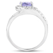 Bids.com 1.82 Carat Genuine Tanzanite and White Zircon .925 Sterling Silver Ring Rings