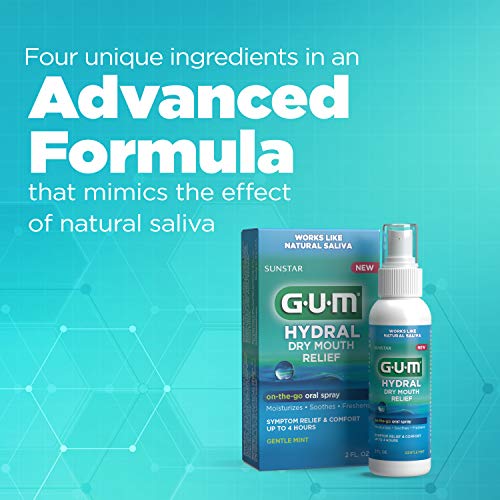 Gum Gum Hydral Dry Mouth Relief On-The-Go Oral Spray Gentle Mint 2 Oz Personal Care Turquoise