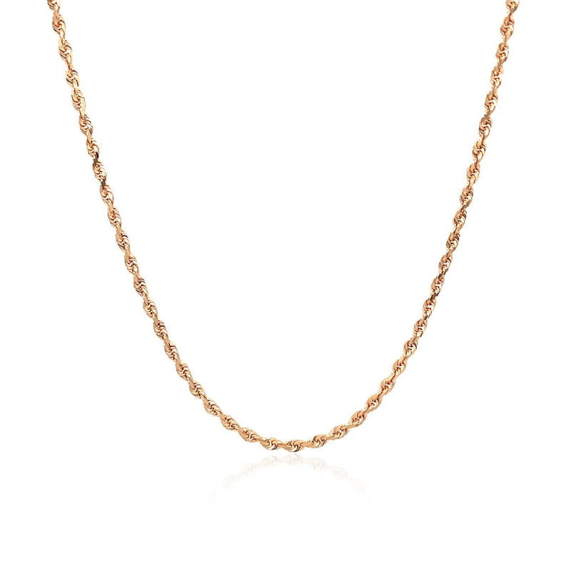 Bids.com 14k Rose Gold Solid Diamond Cut Rope Chain 1.5mm Necklaces