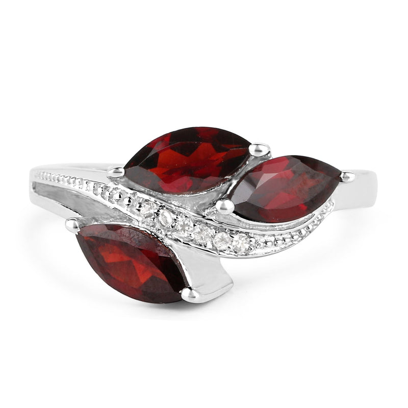 Bids.com 1.98 Carat Genuine  Garnet and White Topaz .925 Sterling Silver Ring Rings