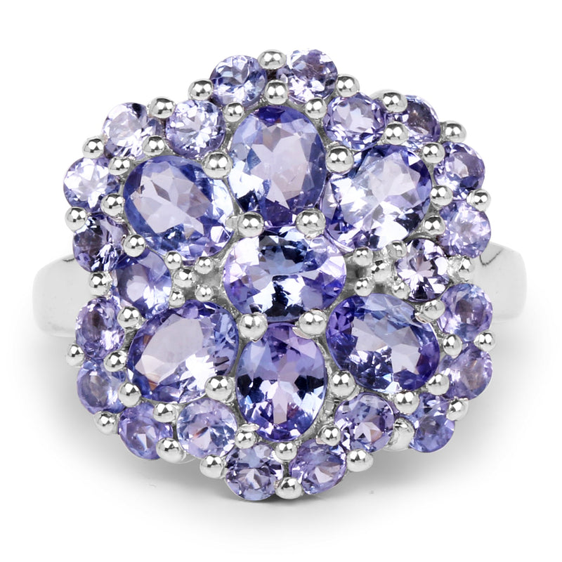 Bids.com 3.91 Carat Genuine Tanzanite .925 Sterling Silver Ring Rings