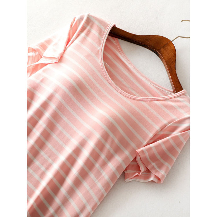 Striped Round Neck Short Sleeve Dress