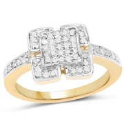 Bids.com 14K Yellow Gold Plated 0.24 Carat Genuine White Diamond .925 Sterling Silver Ring Rings