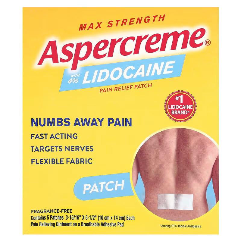 Aspercreme Aspercreme Max Strength Lidocaine Pain Relief Patch, 4%, 5 Count Heating Pads