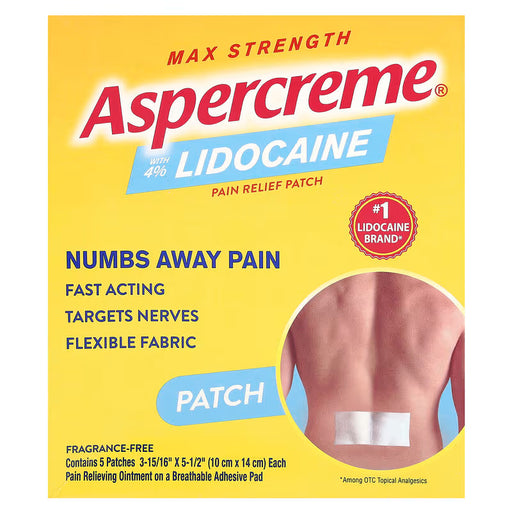 Aspercreme Aspercreme Max Strength Lidocaine Pain Relief Patch, 4%, 5 Count Heating Pads Light Goldenrod