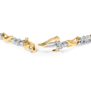 Bids.com 10K Two-Tone Gold 1/2 Cttw Diamond Alternating 3 Stone and X-Link 7" Bracelet (I-J Color, I2-I3 Clarity) Bracelets