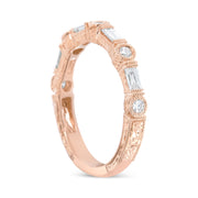 Bids.com 14K Rose Gold 3/8 Cttw Baguette and Round Diamond Bridal Band - (H-I Color, VS1-VS2 Clarity) - Size 6.75 Rings