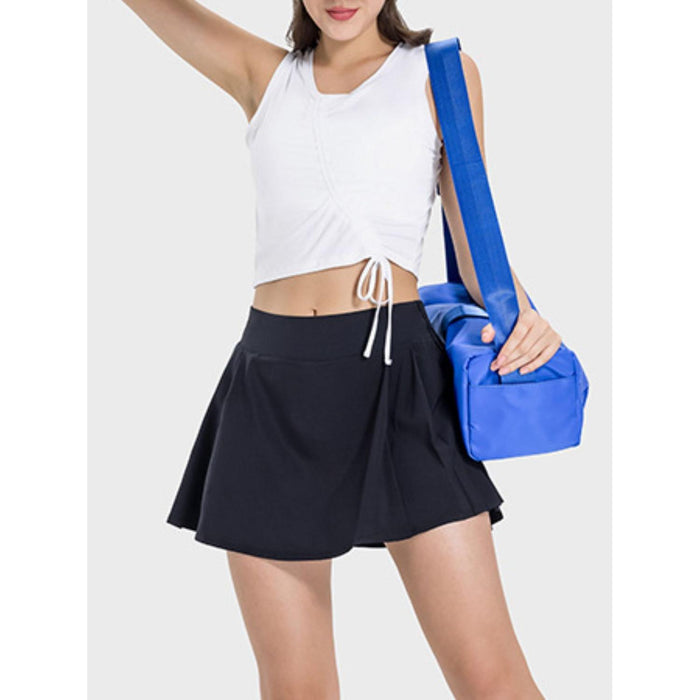 Drawstring Ruched Wide Strap Active Tank