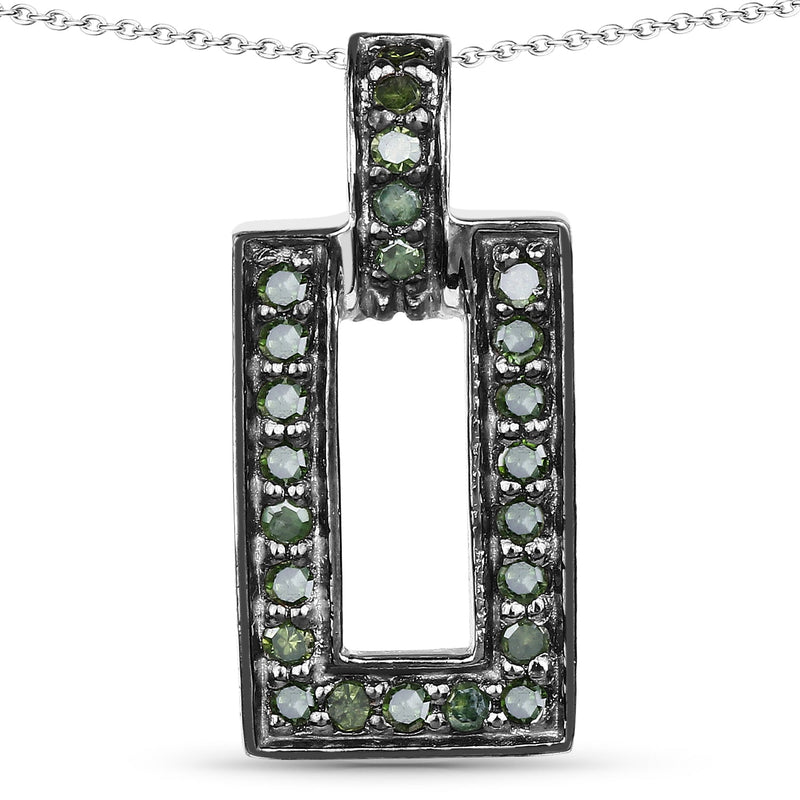 Bids.com 0.36 Carat Genuine Green Diamond .925 Sterling Silver Pendant Pendants