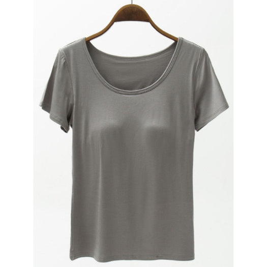 Round Neck Modal T-Shirt with Bra