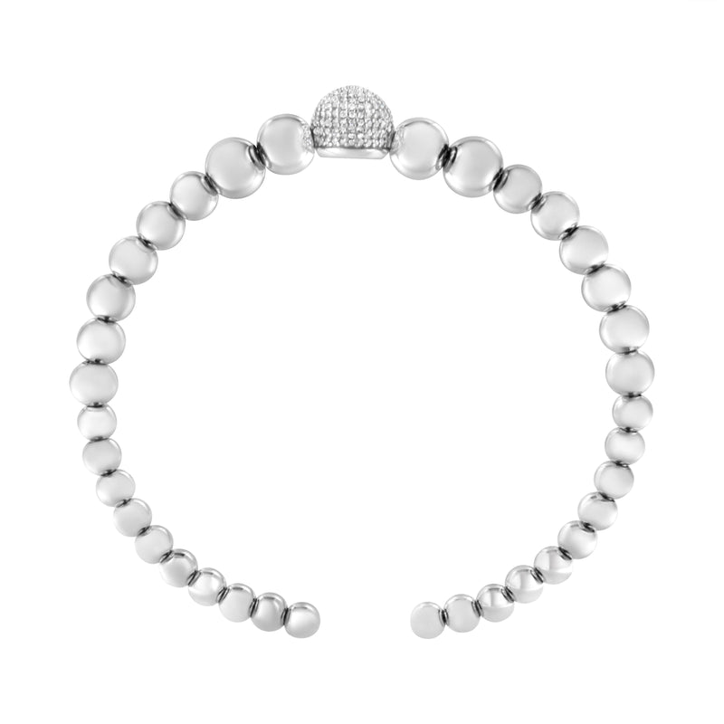 Bids.com .925 Sterling Silver 1/6 Cttw Diamond Rondelle Graduated Ball Bead Cuff Bangle Bracelet (I-J color, I2-I3 clarity) - Fits wrists up to 7 1/2 inches Bracelets