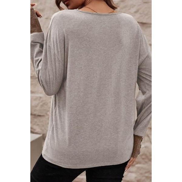 V-Neck Dropped Shoulder Blouse