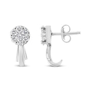 Bids.com 14K White Gold 3/4 Cttw Diamond Floral Cluster Drop and Dangle Stud Earrings (H-I Color, I1-I2 Clarity) Earrings