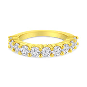 Bids.com 14K Yellow Gold Plated .925 Sterling Silver 2.0 Cttw Round Brilliant Cut Diamond 10 Stone Anniversary Band Ring (J-K Color, I1-I2 Clarity) - Size 7 Rings