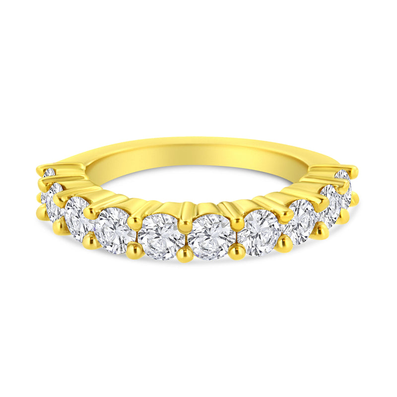 Bids.com 14K Yellow Gold Plated .925 Sterling Silver 2.0 Cttw Round Brilliant Cut Diamond 10 Stone Anniversary Band Ring (J-K Color, I1-I2 Clarity) - Size 7 Rings