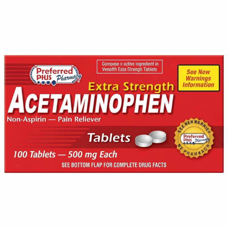 Acetaminophen 500 mg Extra-Strength Tablet USP, 100 EA