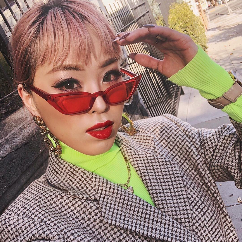 zeroUV Retro Women's Translucent Thin Cat Eye Color Tone Sunglasses C663 Sunglasses